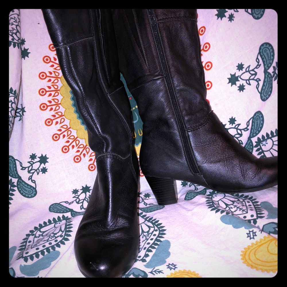 Mid calf black boots